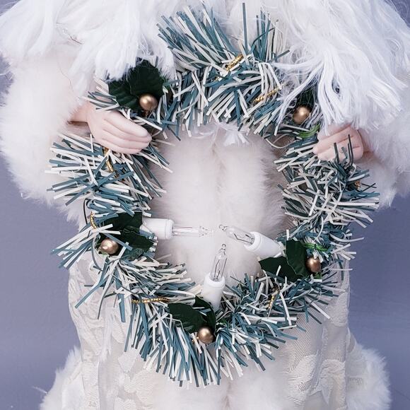 Vintage Midwest Importers Santa Tree Topper Light Up Wreath Christmas Decor 12" - Picture 4 of 15